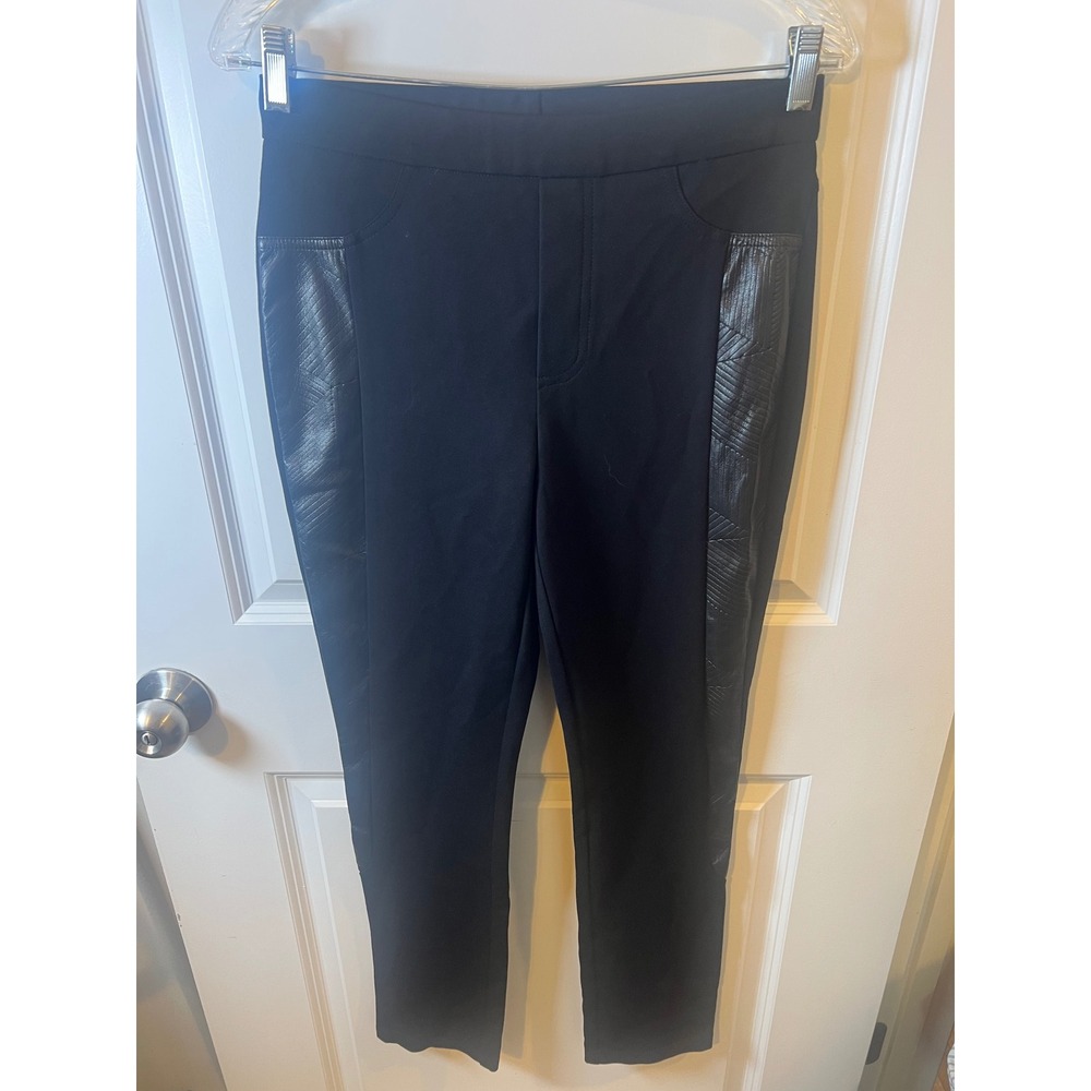 Joseph Ribkoff Womens Pants Faux Leather Side Panels Black Size 4